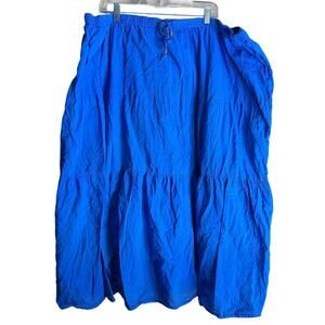 WHITE STAG Chambray Blue Tiered Crinkle Maxi Skirt Sz XXL Western Y2K Cottage